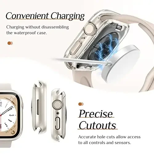 Goton 2-Pack for Apple Watch Screen Protector Case 40mm Series 6/5/4, SE 3/2/1, Waterproof PC Bumper with Tempered Glass for iWatch 40 mm, 360° Full Cover, Shockproof Scratch-Resistant, Easy Install - 5