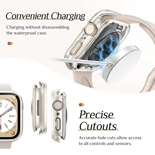 Goton 2-Pack for Apple Watch Screen Protector Case 45mm Series 9/8/7, Waterproof PC Bumper with Tempered Glass for iWatch 45 mm, 360° Full Cover, Shockproof Scratch-Resistant, Easy Install - 6