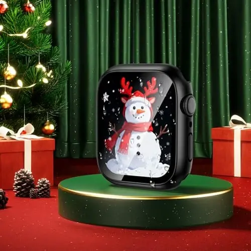 Goton 2'li Paket Su Geçirmez Kılıf Apple Watch Series 9 8 7 Ekran Koruyucu 45mm, Temperli Cam Sert PC Darbeye Dayanıklı Arka Tampon iWatch için 