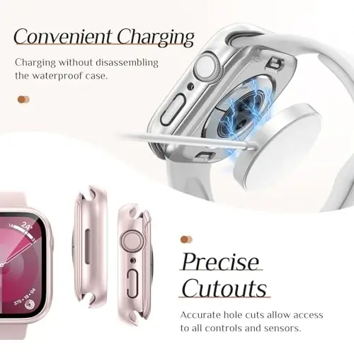 Goton 2-Pack for Apple Watch Screen Protector Case 45mm Series 9/8/7, Waterproof PC Bumper with Tempered Glass for iWatch 45 mm, 360° Full Cover, Shockproof Scratch-Resistant, Easy Install - 5