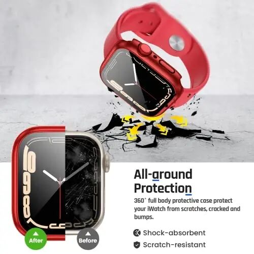 Goton 2 in 1 Waterproof Case for Apple Watch Screen Protector Series 6/5/4, SE 3/2/1 40mm, 360 Protective Glass Face Cover Hard Bumper + Back Frame for iWatch Accessories 40 mm - GOTON