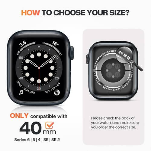 Goton Privacy Waterproof Case Compatible for Apple Watch Screen Protector 40mm Series 6/5/4, SE 3/2/1, Anti Spy Face Cover Back Bumper for iWatch Accessories - 6