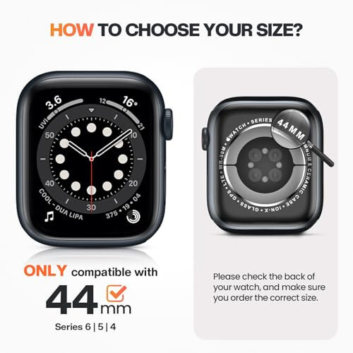 Goton Privacy Waterproof Case Compatible for Apple Watch Screen Protector 44mm Series 6/5/4, SE 3/2/1, Anti Spy Face Cover Back Bumper for iWatch Accessories - 6
