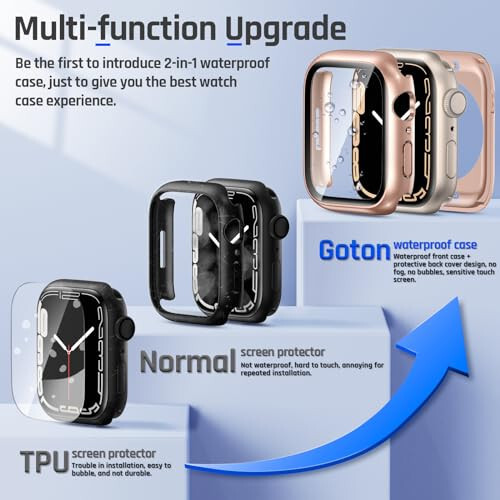 Goton 2'si 1 Arada Su Geçirmez Kılıf Apple Watch Ekran Koruyucu 44mm SE 2. Nesil Serisi 6 5 4, 360 Derece Koruyucu Cam Yüz Kapağı Sert PC Çerçeve + Arka Çerçeve iWatch Aksesuarları 44 mm - 2