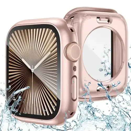 Goton 2 in 1 Waterproof Case Compatible for Apple Watch Series 11/10 Screen Protector 42mm, 360 Protective Glass Face Cover Hard PC Bumper + Back Frame for iWatch Accessories 42 mm 