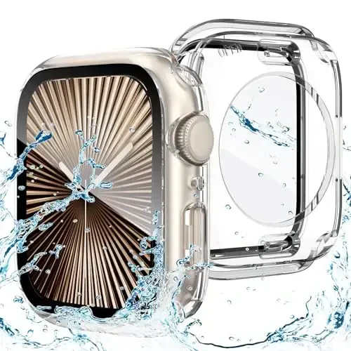 Goton 2 in 1 Waterproof Case Compatible for Apple Watch Series 11/10 Screen Protector 42mm, 360 Protective Glass Face Cover Hard PC Bumper + Back Frame for iWatch Accessories 42 mm - GOTON