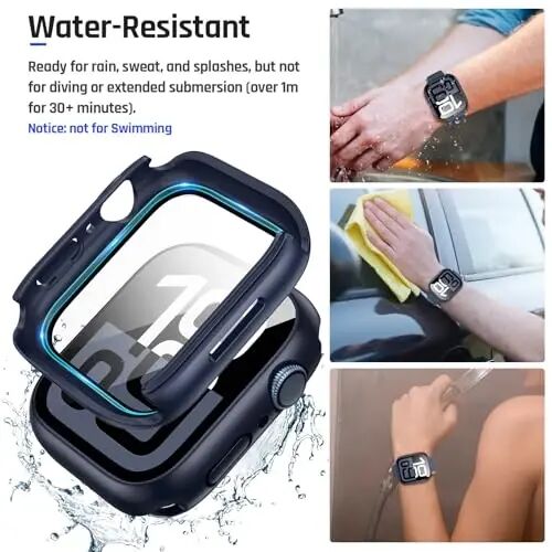 Goton 2 in 1 Waterproof Case Compatible for Apple Watch Series 11/10 Screen Protector 46mm, 360 Protective Glass Face Cover Hard PC Bumper + Back Frame for iWatch Accessories 46 mm - 3
