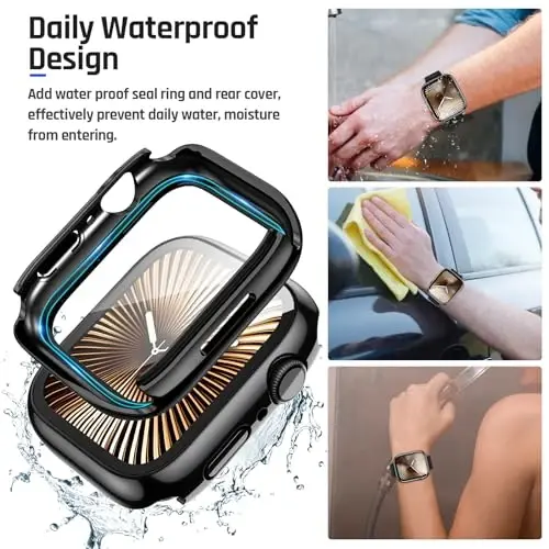 Goton 2 in 1 Waterproof Case Compatible for Apple Watch Series 11/10 Screen Protector 46mm, 360 Protective Glass Face Cover Hard PC Bumper + Back Frame for iWatch Accessories 46 mm - 2