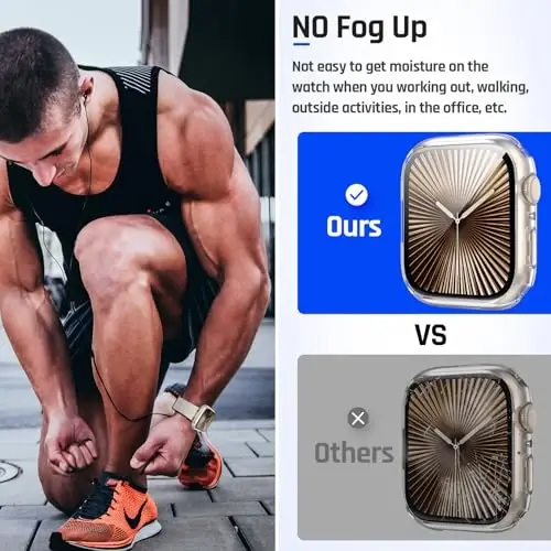 Goton 2 in 1 Waterproof Case Compatible for Apple Watch Series 11/10 Screen Protector 46mm, 360 Protective Glass Face Cover Hard PC Bumper + Back Frame for iWatch Accessories 46 mm - 4