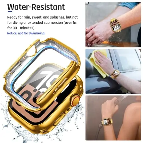 Goton 2 in 1 Waterproof Case Compatible for Apple Watch Series 11/10 Screen Protector 46mm, 360 Protective Glass Face Cover Hard PC Bumper + Back Frame for iWatch Accessories 46 mm - 3