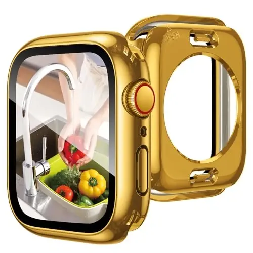 Goton 2 in 1 Waterproof Case Compatible for Apple Watch Series 11/10 Screen Protector 46mm, 360 Protective Glass Face Cover Hard PC Bumper + Back Frame for iWatch Accessories 46 mm 