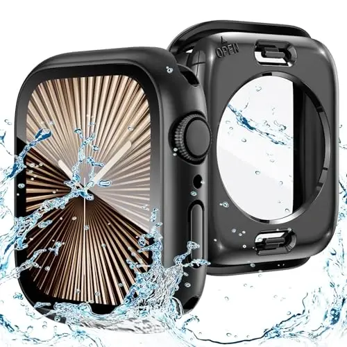 Goton 2 in 1 Waterproof Case Compatible for Apple Watch Series 11/10 Screen Protector 46mm, 360 Protective Glass Face Cover Hard PC Bumper + Back Frame for iWatch Accessories 46 mm 