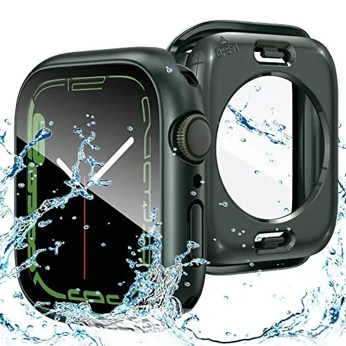 Goton 2 in 1 Waterproof Case for Apple Watch Series 9 8 7 Screen Protector 41mm, 360 Protective Glass Face Cover Hard PC Bumper + Back Frame for iWatch Accessories 41 mm - MODAZONE