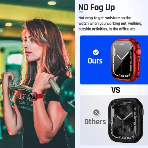Goton 2 in 1 Waterproof Case for Apple Watch Series 9 8 7 Screen Protector 41mm, 360 Protective Glass Face Cover Hard PC Bumper + Back Frame for iWatch Accessories 41 mm - 5