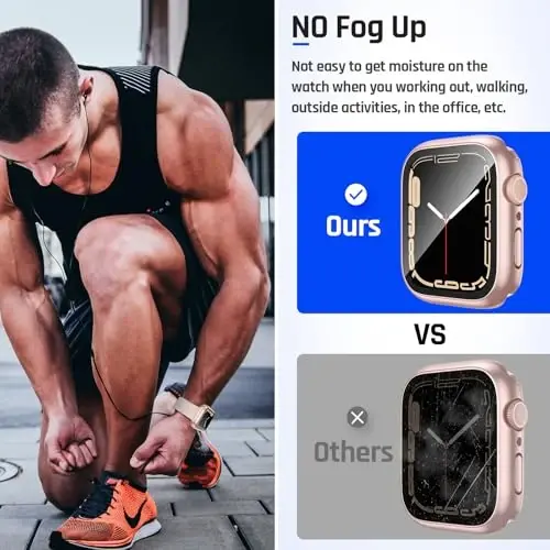 Goton 2 in 1 Waterproof Case for Apple Watch Series 9 8 7 Screen Protector 41mm, 360 Protective Glass Face Cover Hard PC Bumper + Back Frame for iWatch Accessories 41 mm - 5