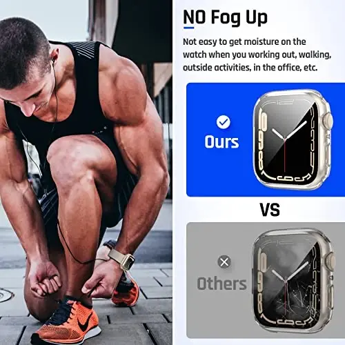 Goton 2 in 1 Waterproof Case for Apple Watch Series 9 8 7 Screen Protector 45mm, 360 Protective Glass Face Cover Hard PC Bumper + Back Frame for iWatch Accessories 45 mm - 5