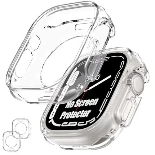 Goton Apple Watch Series Ultra 49mm uchun bumper gʻilofi, Ultra yupqa yumshoq TPU zarbaga chidamli gʻilof qopqogʻi iWatch aksessuarlari uchun bamper himoyachisi (Ekran himoyachisi yoʻq) Shaffof - 1