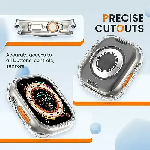 Goton Apple Watch Series Ultra 49mm uchun bumper gʻilofi, Ultra yupqa yumshoq TPU zarbaga chidamli gʻilof qopqogʻi iWatch aksessuarlari uchun bamper himoyachisi (Ekran himoyachisi yoʻq) Shaffof - 4