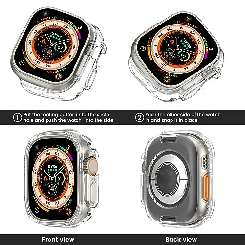 Goton Apple Watch Series Ultra 49mm uchun bumper gʻilofi, Ultra yupqa yumshoq TPU zarbaga chidamli gʻilof qopqogʻi iWatch aksessuarlari uchun bamper himoyachisi (Ekran himoyachisi yoʻq) Shaffof - 3