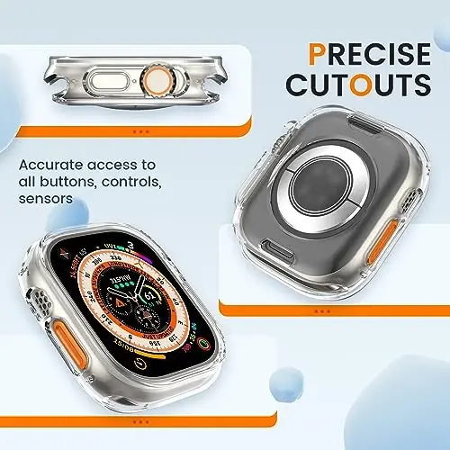 Goton Apple Watch Series Ultra 49mm uchun bumper gʻilofi, Ultra yupqa yumshoq TPU zarbaga chidamli gʻilof qopqogʻi iWatch aksessuarlari uchun bamper himoyachisi (Ekran himoyachisi yoʻq) Shaffof - 5