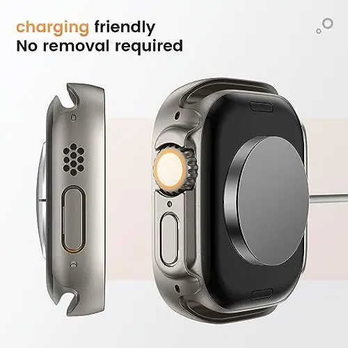 Goton Apple Watch Ultra 2 2024 Ultra 2 Ultra 49mm uchun suv o'tkazmaydigan maxfiylik qutisi, iWatch Cover Accessories uchun qattiq PC Bumper Tempered Glass ekran himoyachisi, 49mm TitaniumTitanium - 5