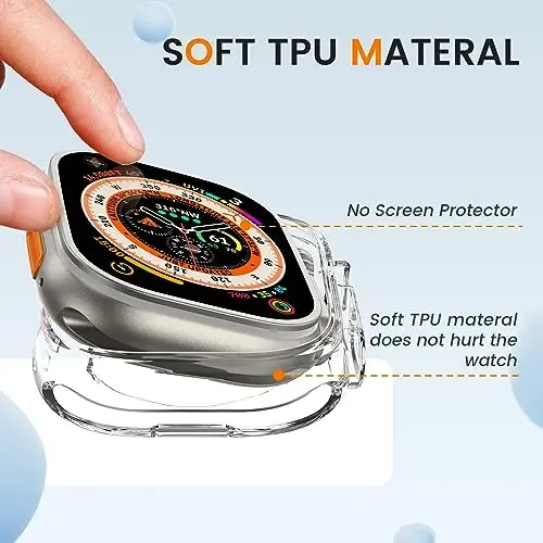Goton Bumper Case for Apple Watch Series Ultra 49mm, Ultra Thin Soft TPU Shockproof Case Cover Bumper Protector for iWatch Accessories (No Screen Protector) Clear - 5