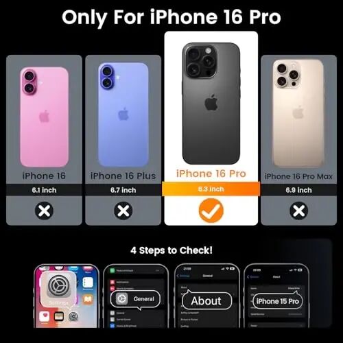 Goton Compatible for iPhone 16 Pro Case with Screen Protector - Slide Camera Cover Protective Phone Case with Ring Stand, Heavy Duty Shockproof Rugged Bumper for iPhone 16 Pro Accessories Black - 2