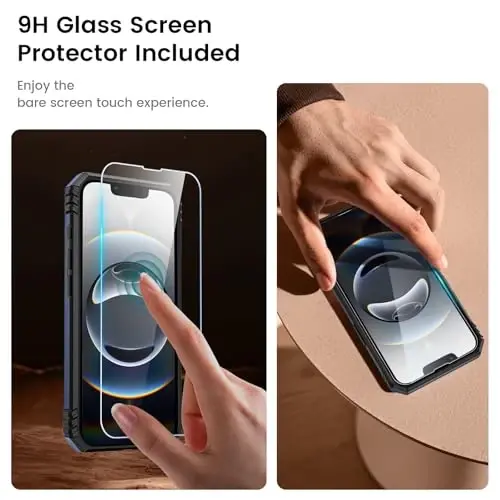 Goton Compatible for iPhone 16e Case with Screen Protector - Slide Camera Cover Protective Phone Case with Ring Stand, Heavy Duty Shockproof Rugged Bumper for iPhone 16e Accessories Blue - 4