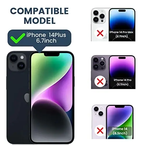 Goton for iPhone 14 Plus Case with Screen Protector - Slide Camera Cover Phone Case with Ring Stand, Heavy Duty Military Grade Shockproof Rugged Bumper for iPhone 14 Plus Accessories Black - 2