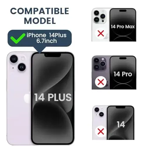 Goton for iPhone 14 Plus G'ilofi Ekran himoyachisi bilan - Kamera qopqog'ini suring, Ring stendli telefon qutisi, Og'ir yukga mo'ljallangan harbiy darajadagi zarbga chidamli mustahkam bamper iPhone 14 Plus aksessuarlari uchun binafsha - 2