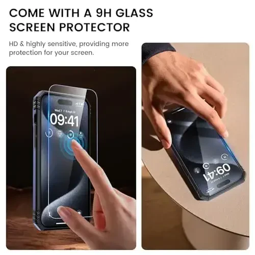 Goton for iPhone 15 Pro Max Case with Screen Protector - Slide Camera Cover Protective Phone Case with Ring Stand, Heavy Duty Shockproof Rugged Bumper for iPhone 15 Promax Accessories Blue - 6