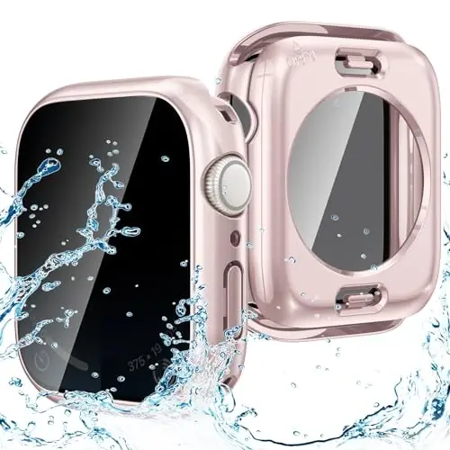 Goton Privacy Waterproof Case Compatible for Apple Watch Screen Protector 41mm Series 9/8/7, Anti Spy Face Cover Back Bumper for iWatch Accessories - 2