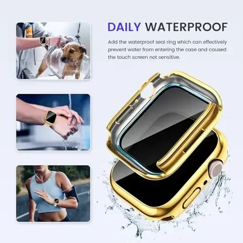 Goton Privacy Waterproof Case Compatible for Apple Watch Screen Protector 44mm Series 6/5/4, SE 3/2/1, Anti Spy Face Cover Back Bumper for iWatch Accessories - GOTON (1)