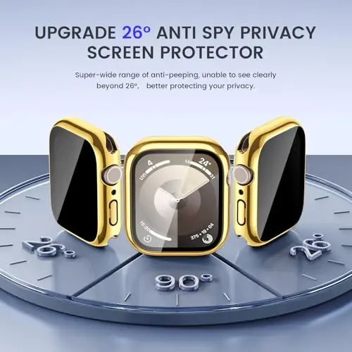 Goton Privacy Waterproof Case Compatible for Apple Watch Screen Protector 44mm Series 6/5/4, SE 3/2/1, Anti Spy Face Cover Back Bumper for iWatch Accessories - 3