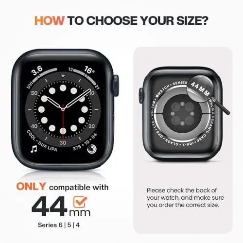 Goton Privacy Waterproof Case Compatible for Apple Watch Screen Protector 44mm Series 6/5/4, SE 3/2/1, Anti Spy Face Cover Back Bumper for iWatch Accessories - 2
