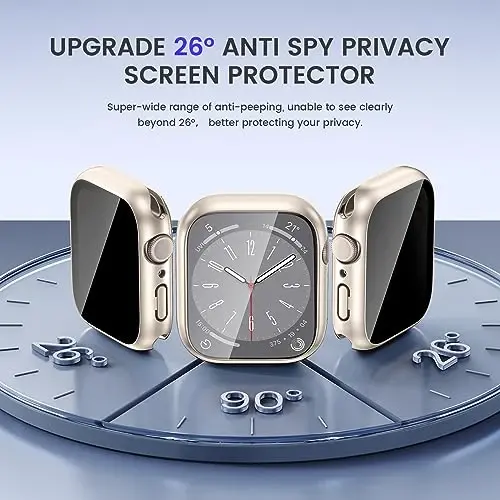 Goton Privacy Waterproof Case Compatible for Apple Watch Screen Protector 44mm Series 6/5/4, SE 3/2/1, Anti Spy Face Cover Back Bumper for iWatch Accessories - 4