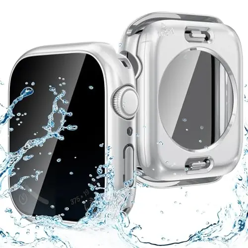 Goton Privacy Waterproof Case Compatible for Apple Watch Screen Protector 45mm Series 9/8/7, Anti Spy Face Cover Back Bumper for iWatch Accessories 