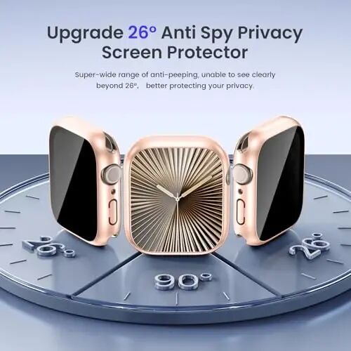 Goton Privacy Waterproof Case Compatible for Apple Watch Screen Protector 46mm 42mm 45mm 44mm 41mm 40mm Ultra 2 49mm SE Series 10 9 8 7 6 5 4, Anti Spy Face Cover Back Bumper for iWatch Accessories - 3
