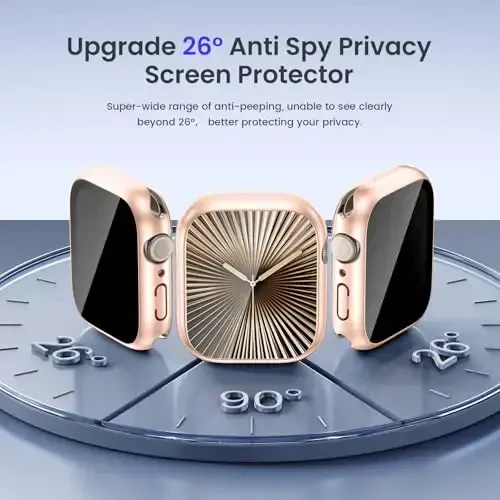 Goton Privacy Waterproof Case Compatible for Apple Watch Screen Protector 46mm 42mm 45mm 44mm 41mm 40mm Ultra 2 49mm SE Series 10 9 8 7 6 5 4, Anti Spy Face Cover Back Bumper for iWatch Accessories - 4