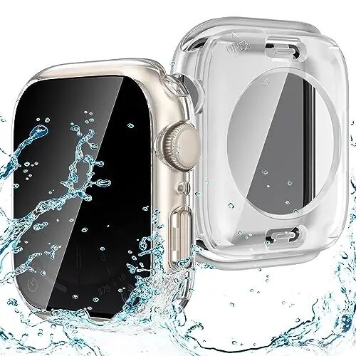 Goton Privacy Waterproof Case Compatible for Apple Watch Screen Protector 46mm 42mm 45mm 44mm 41mm 40mm Ultra 2 49mm SE Series 10 9 8 7 6 5 4, Anti Spy Face Cover Back Bumper for iWatch Accessories - 1