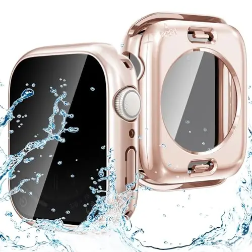 Goton Privacy Waterproof Case Compatible for Apple Watch Screen Protector 41mm Series 9/8/7, Anti Spy Face Cover Back Bumper for iWatch Accessories 