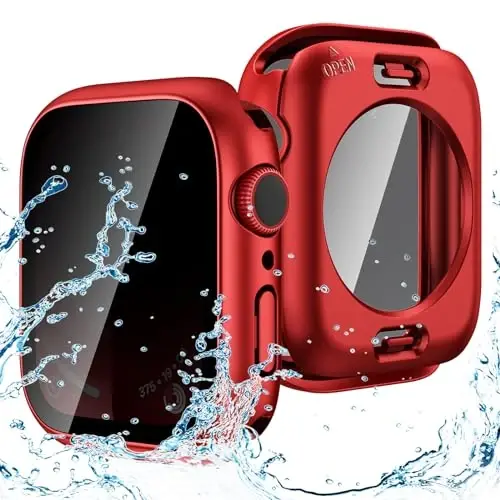 Goton Privacy Waterproof Case Compatible for Apple Watch Screen Protector 45mm Series 9/8/7, Anti Spy Face Cover Back Bumper for iWatch Accessories - 1