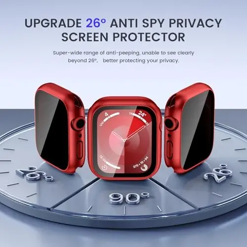 Goton Privacy Waterproof Case Compatible for Apple Watch Screen Protector 45mm Series 9/8/7, Anti Spy Face Cover Back Bumper for iWatch Accessories - 4