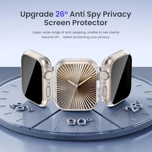 Goton Privacy Waterproof Case Compatible for Apple Watch Series 11/10 Screen Protector 42mm, Anti Spy Face Cover Back Bumper for iWatch Accessories - 4