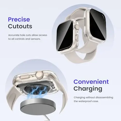 Goton Privacy Waterproof Case Compatible for Apple Watch Series 11/10 Screen Protector 42mm, Anti Spy Face Cover Back Bumper for iWatch Accessories - 6