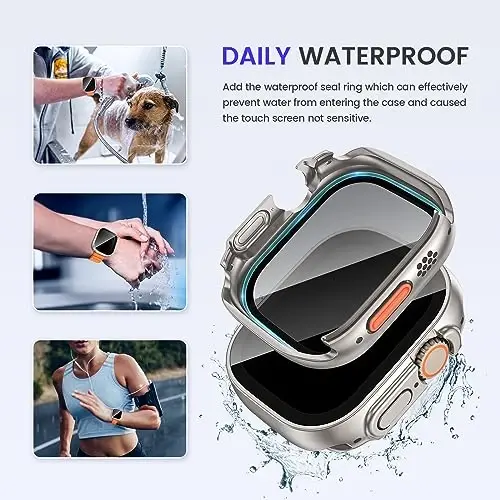 Goton Privacy Waterproof Case Compatible for Apple Watch Screen Protector 46mm 42mm 45mm 44mm 41mm 40mm Ultra 2 49mm SE Series 10 9 8 7 6 5 4, Anti Spy Face Cover Back Bumper for iWatch Accessories - 5