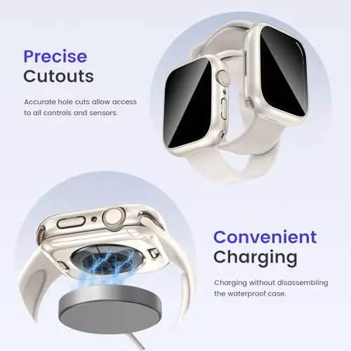 Goton Privacy Waterproof Case Compatible for Apple Watch Series 11/10 Screen Protector 42mm, Anti Spy Face Cover Back Bumper for iWatch Accessories - 6