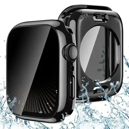 Goton Privacy Waterproof Case Compatible for Apple Watch Series 11/10 Screen Protector 42mm, Anti Spy Face Cover Back Bumper for iWatch Accessories 
