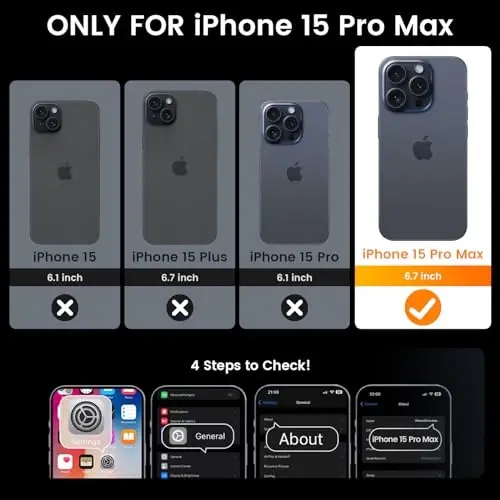 Goton for iPhone 15 Pro Max Case with Screen Protector - Slide Camera Cover Protective Phone Case with Ring Stand, Heavy Duty Shockproof Rugged Bumper for iPhone 15 Promax Accessories Blue - 2