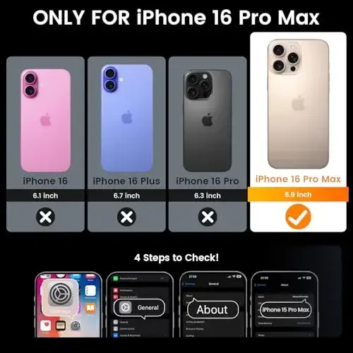Goton iPhone 16 Pro Max uchun mos keladigan ekran himoyachisi bilan g'ilof - Slayd kamerali himoya telefon g'ilofi, halqali tayanch, og'ir yuk ko'taruvchi zarbga chidamli g'ilof iPhone 16 Promax uchun aksessuarlar ko'k - 2